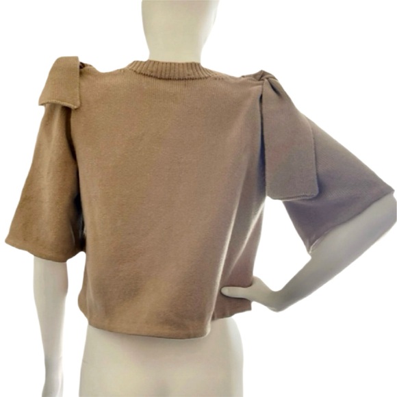 NWOT ADEAM From the Runway Japanese Cutout Tied Shoulder Sweater in Tan size S - Picture 10 of 13